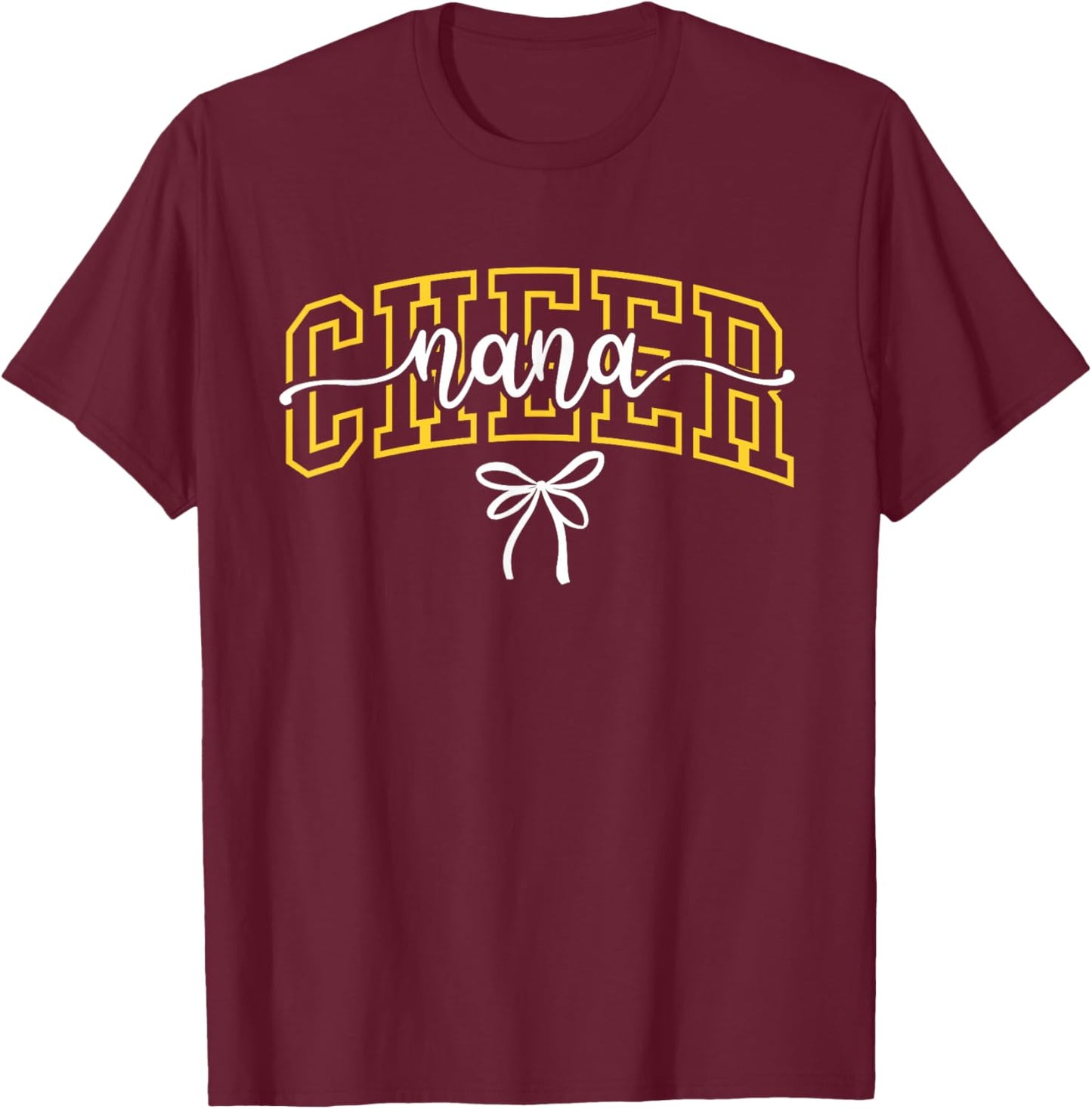 Cheer Nana Chearleading Grandma High School Black Gold T-Shirt - T-Shirt | Maroon