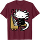 Axolotl Piano Player Cartoon Graphic T-Shirt - T-Shirt | Maroon