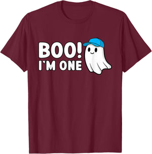 Boo Im One 1st Birthday 1 Year Old Boy Ghost Cute Halloween T-Shirt - T-Shirt | Maroon