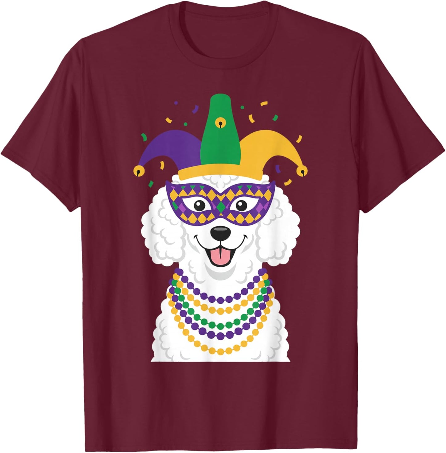 Poodle Dog Lover Cute Mardi Gras Costume Apparel T-Shirt - T-Shirt | Maroon