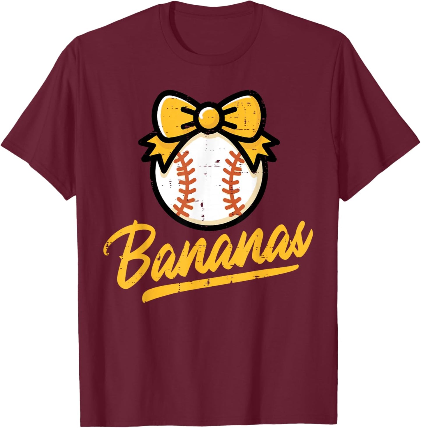 Banana Coquette Bow Cute Girls Kids Women T-Shirt - T-Shirt | Maroon
