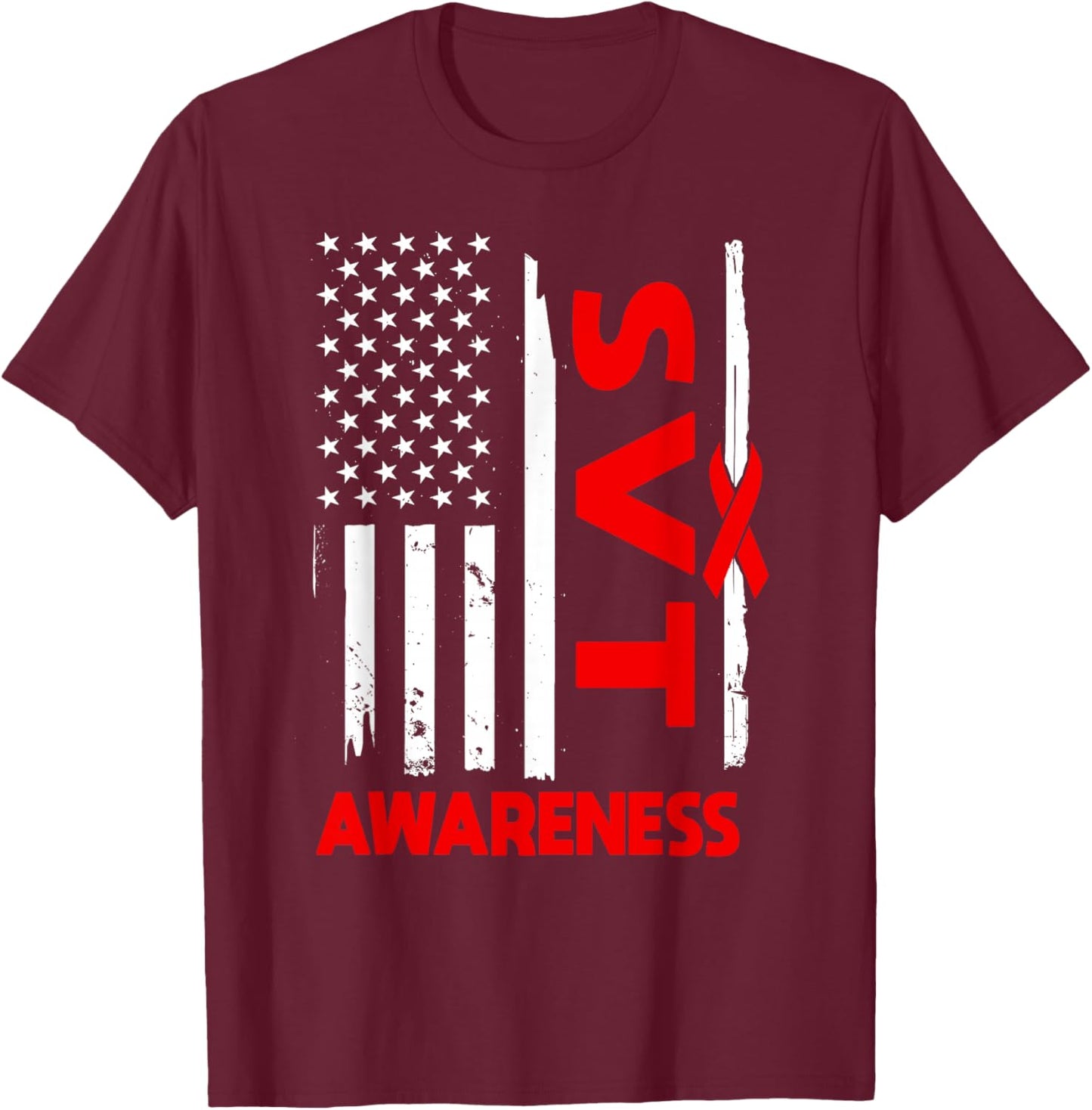 American Flag SVT Awareness USA T-Shirt - T-Shirt | Maroon