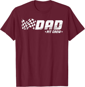 DAD Pit Crew Race Car Birthday Family Matching Pit Crew T-Shirt - T-Shirt | Maroon