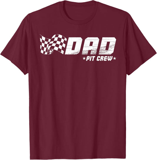 DAD Pit Crew Race Car Birthday Family Matching Pit Crew T-Shirt - T-Shirt | Maroon