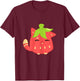 Cute Funny Sweet Cartoon Strawberry Shaped Smiling Cat T-Shirt - T-Shirt | Maroon