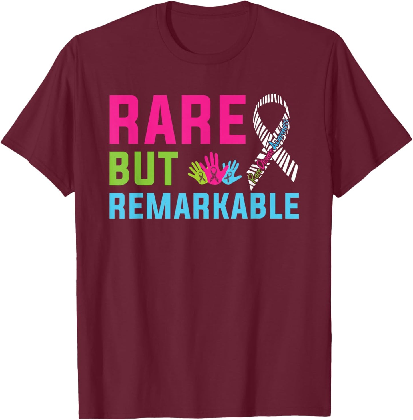 Rare Disease Awareness Day 2026 Rare Remarkable Zebra Ribbon T-Shirt - T-Shirt | Maroon