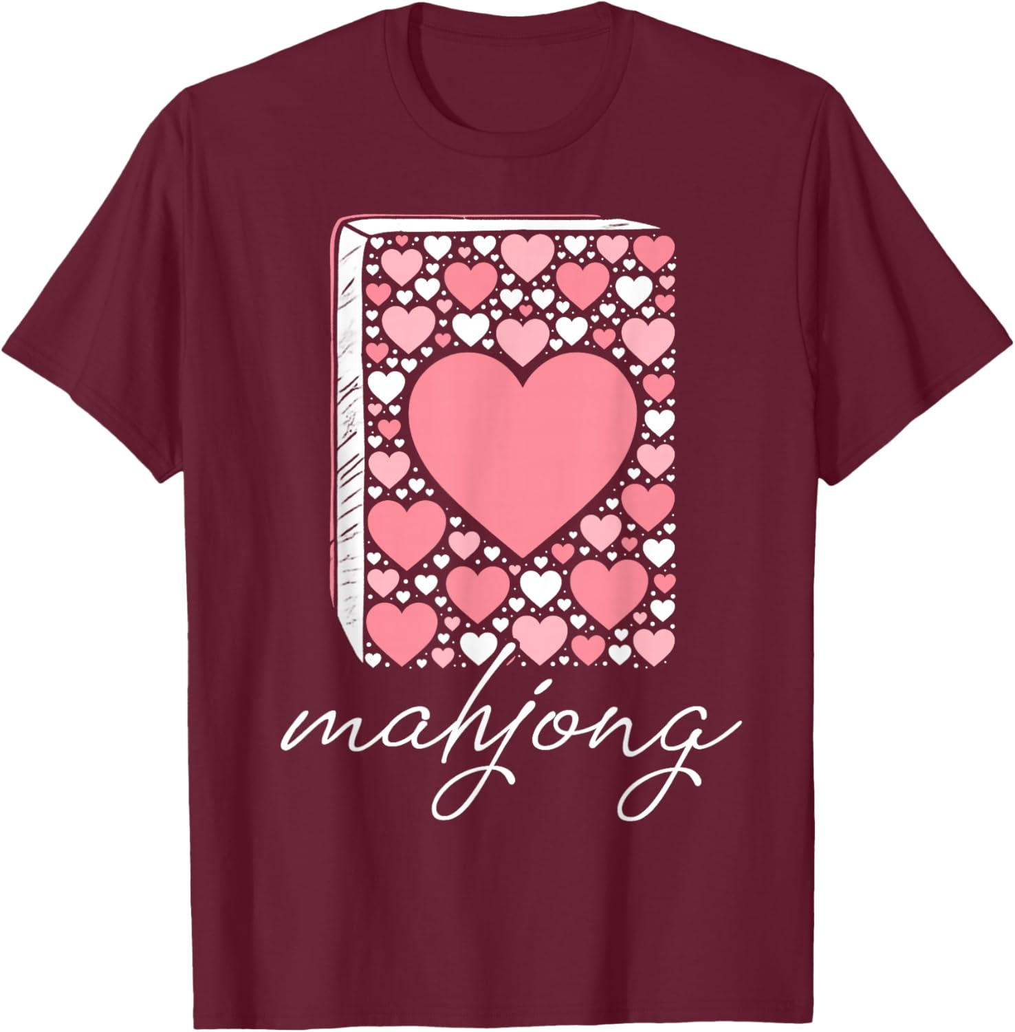 Mahjong Heart Love Mah-Jong Lover Valentine T-Shirt - T-Shirt | Maroon