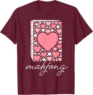 Mahjong Heart Love Mah-Jong Lover Valentine T-Shirt - T-Shirt | Maroon