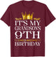 It's My Grandson's 9th Birthday Happy Birthday 9 Years Old T-Shirt - T-Shirt | Maroon