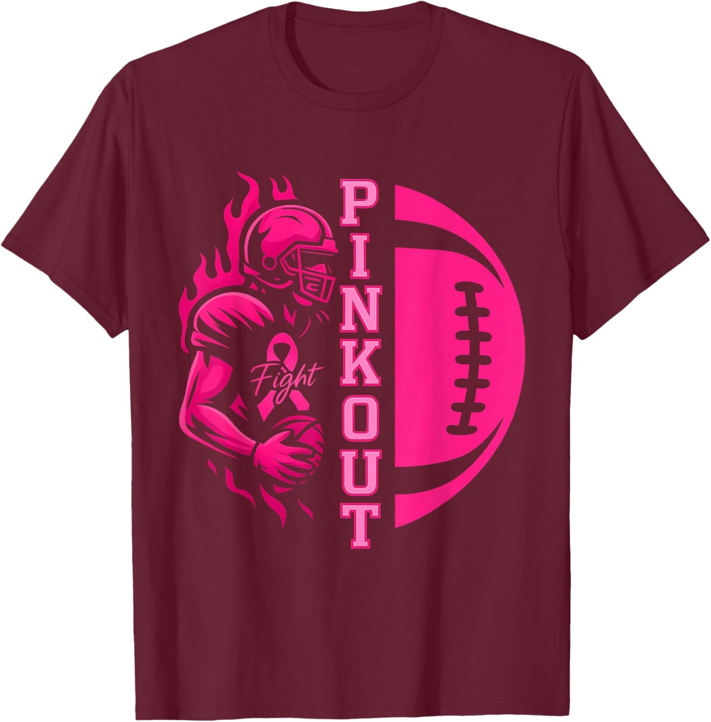 Pink Out Tackle Football Breast Cancer Awareness Men Boys T-Shirt - T-Shirt | Maroon