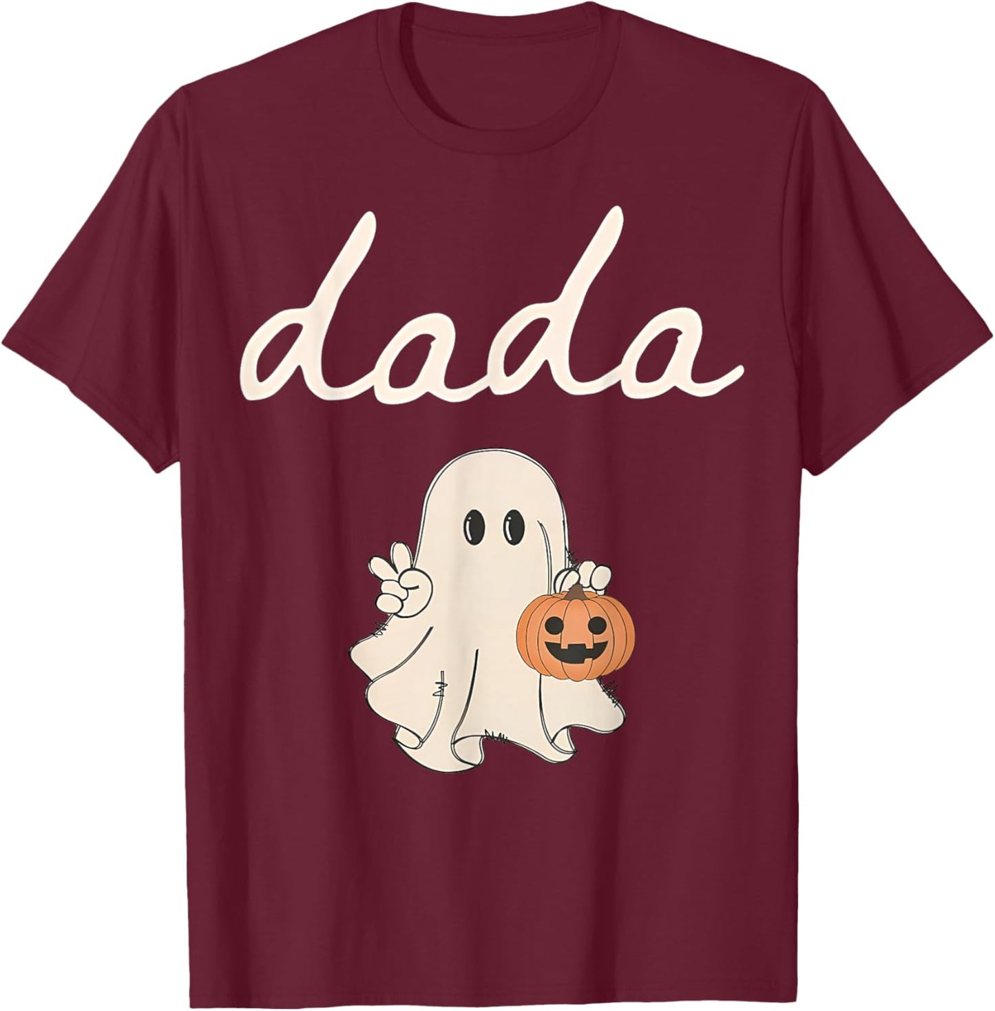 Dada Ghost Boo One Spooky Dad First Halloween Birthday Boy T-Shirt - T-Shirt | Maroon