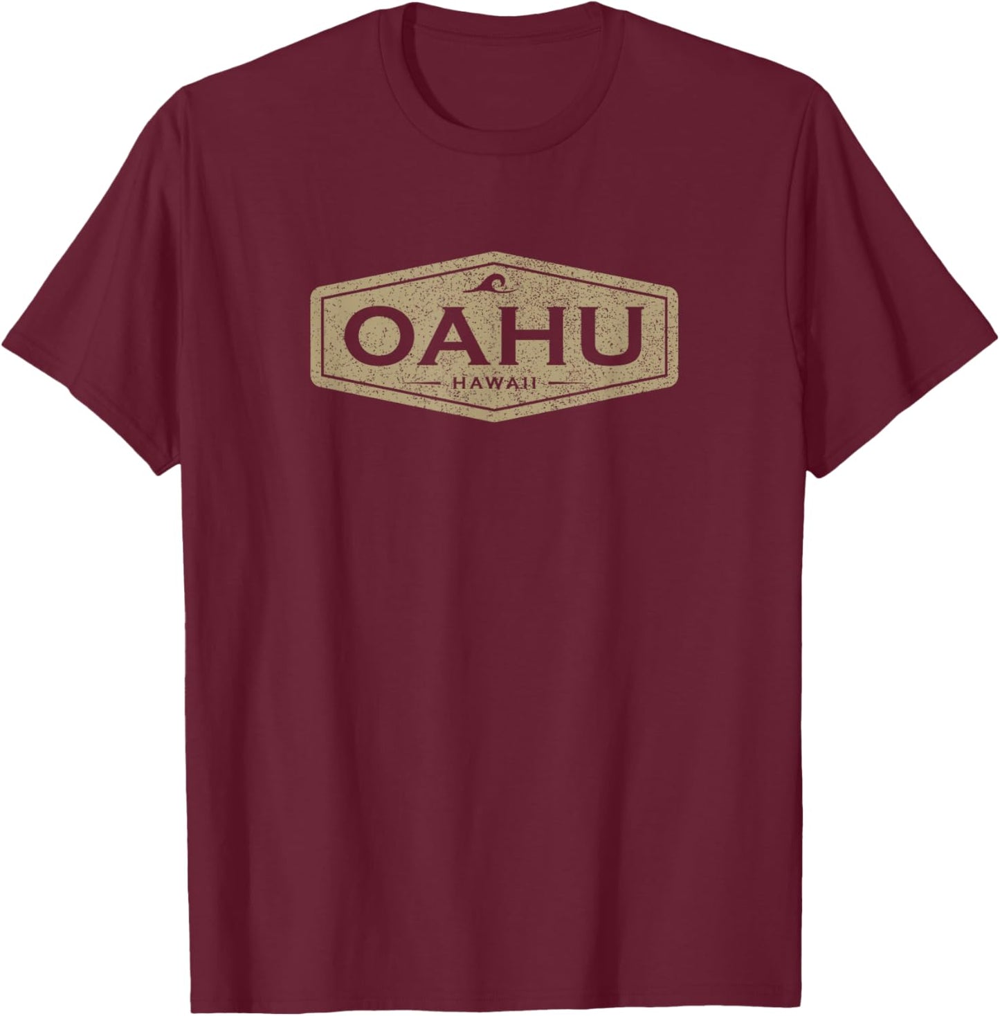 Oahu Hawaii Souvenir Vacation Vintage Waves T-Shirt - T-Shirt | Maroon
