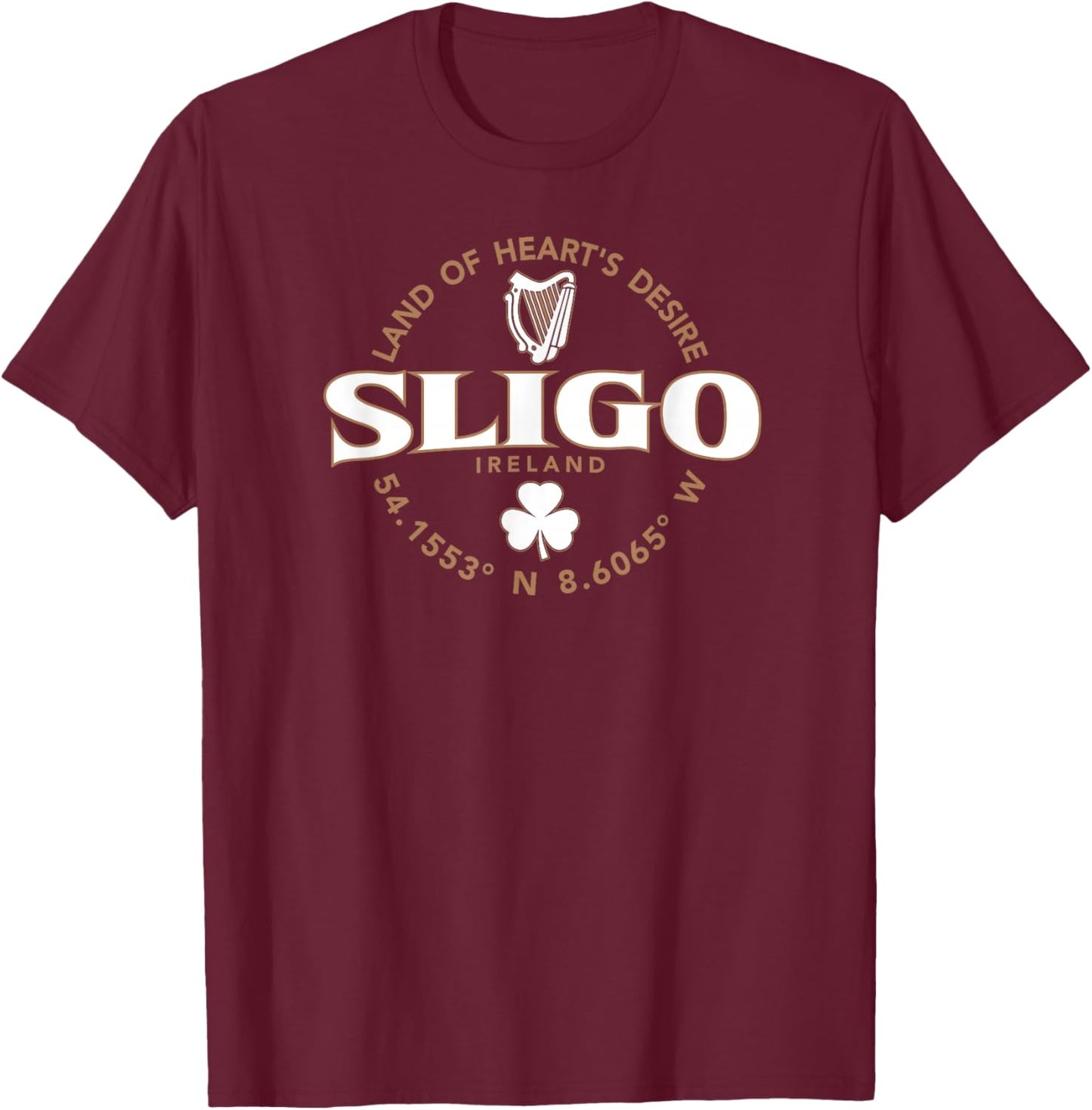 Sligo Ireland Label Coordinates 2C T-Shirt - T-Shirt | Maroon