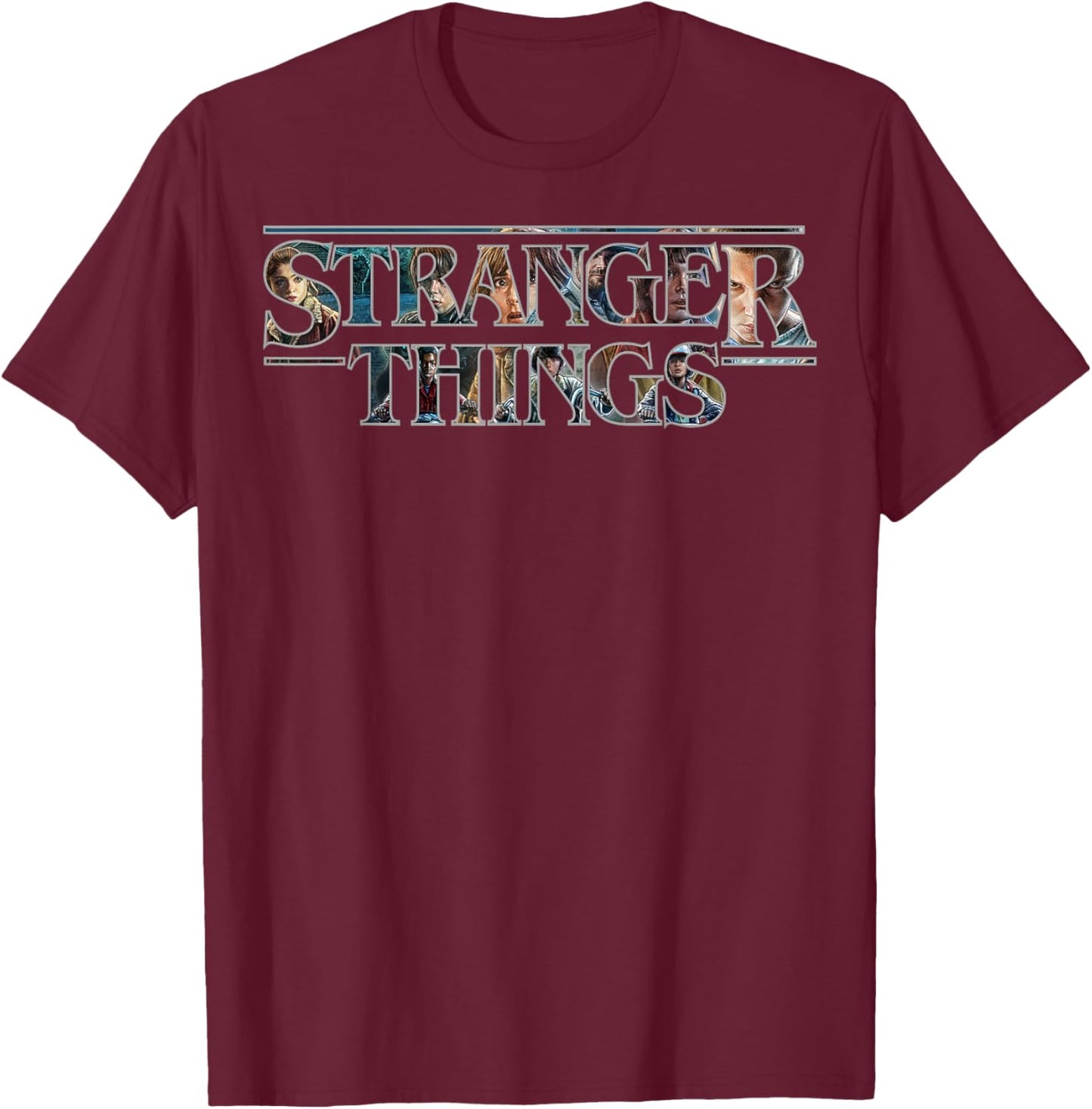 Stranger Things Character Classic Logo T-Shirt - T-Shirt | Maroon
