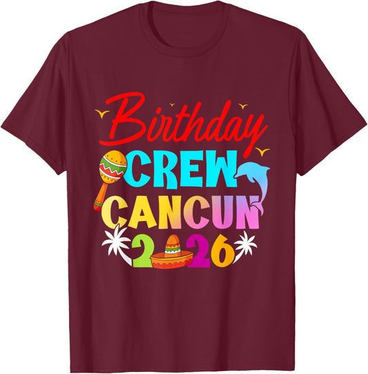 Cancun Trip Mexico Birthday Crew 2026 Beach Vacation Girl T-Shirt - T-Shirt | Maroon