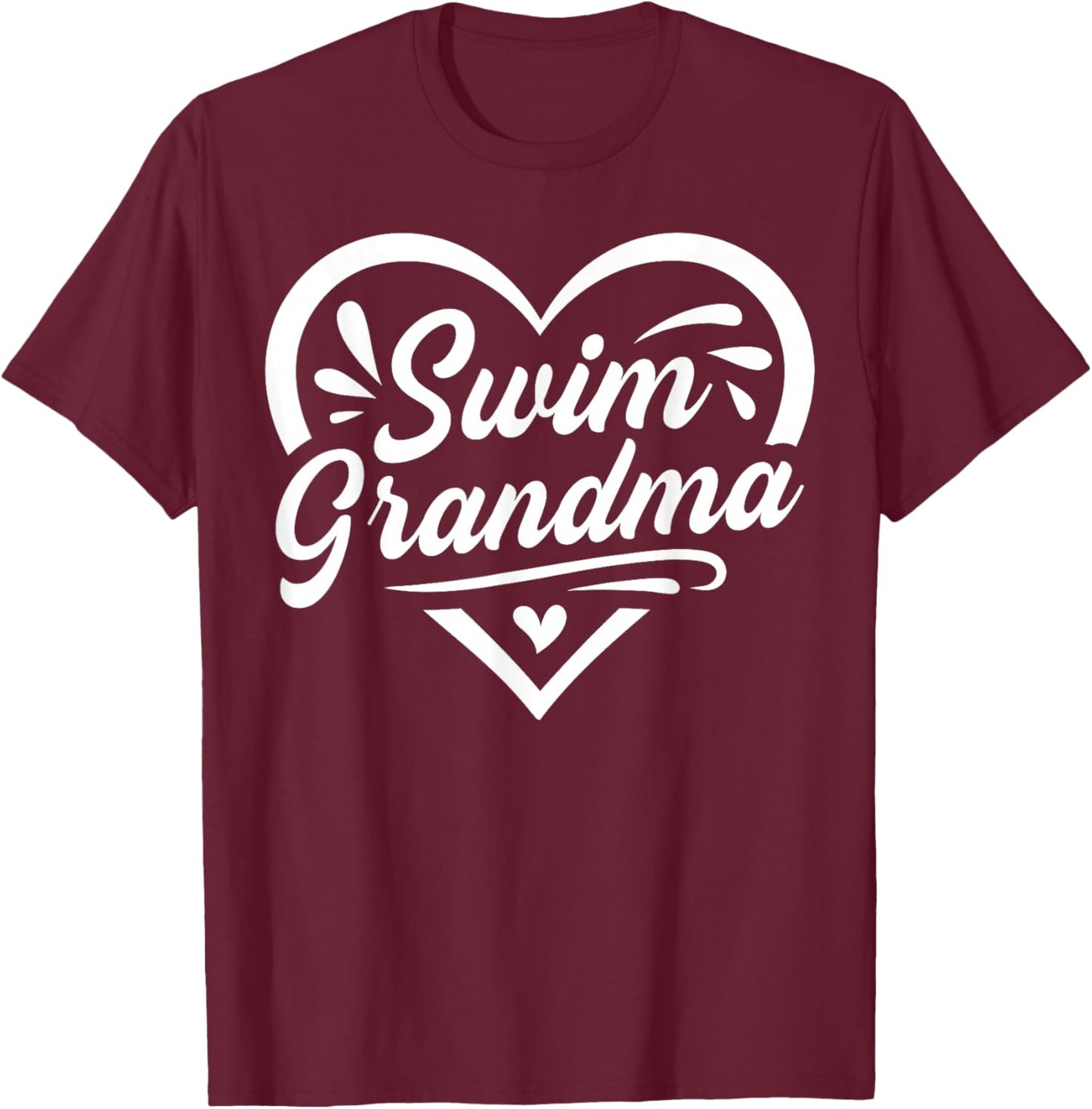 Cute Swim Grandma Heart Swimming Grandmother T-Shirt - T-Shirt | Maroon