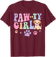 Let's Pawty Girl Birthday Dog Puppy Party Girl Kids Birthday T-Shirt - T-Shirt | Maroon