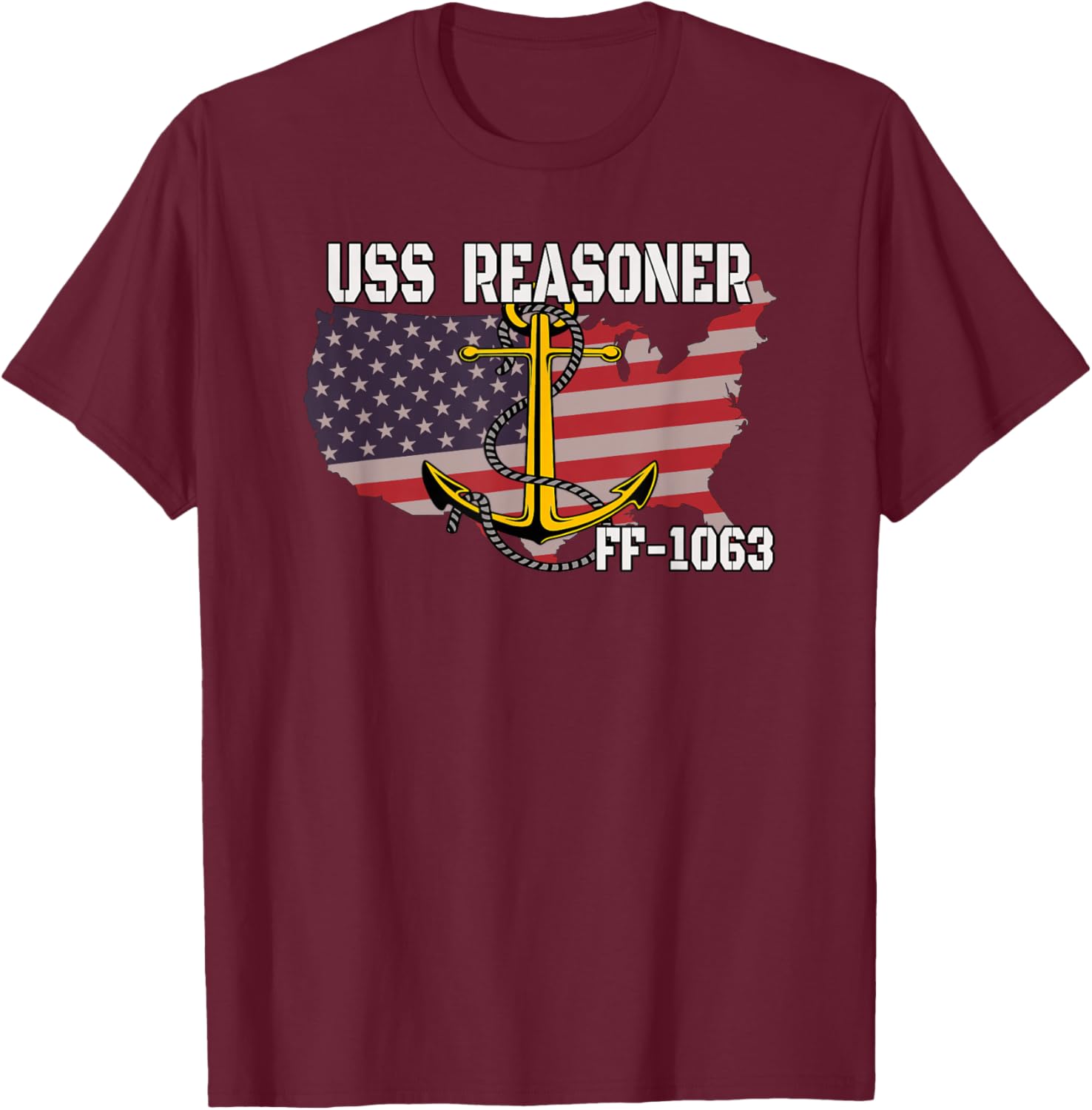 USS Reasoner FF-1063 Frigate Veterans Day Son Father Grandpa T-Shirt - T-Shirt | Maroon