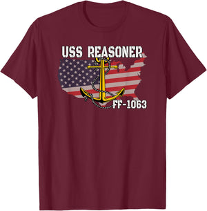 USS Reasoner FF-1063 Frigate Veterans Day Son Father Grandpa T-Shirt - T-Shirt | Maroon