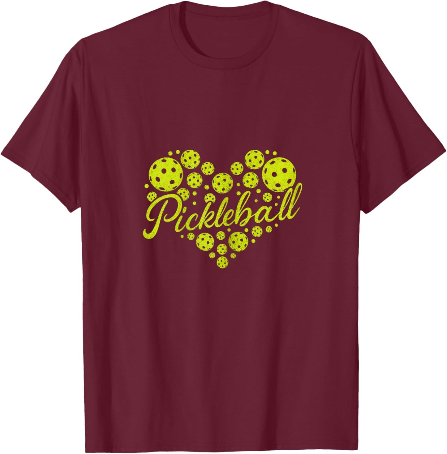 Pickleball Lovers Heart Ball Cute Women Girls T-Shirt - T-Shirt | Maroon