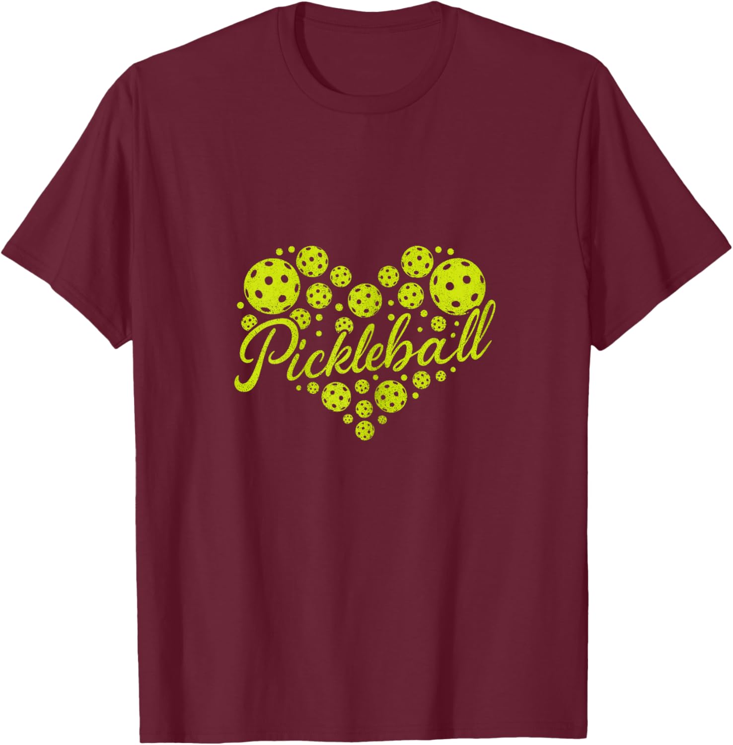 Pickleball Lovers Heart Ball Cute Women Girls T-Shirt - T-Shirt | Maroon