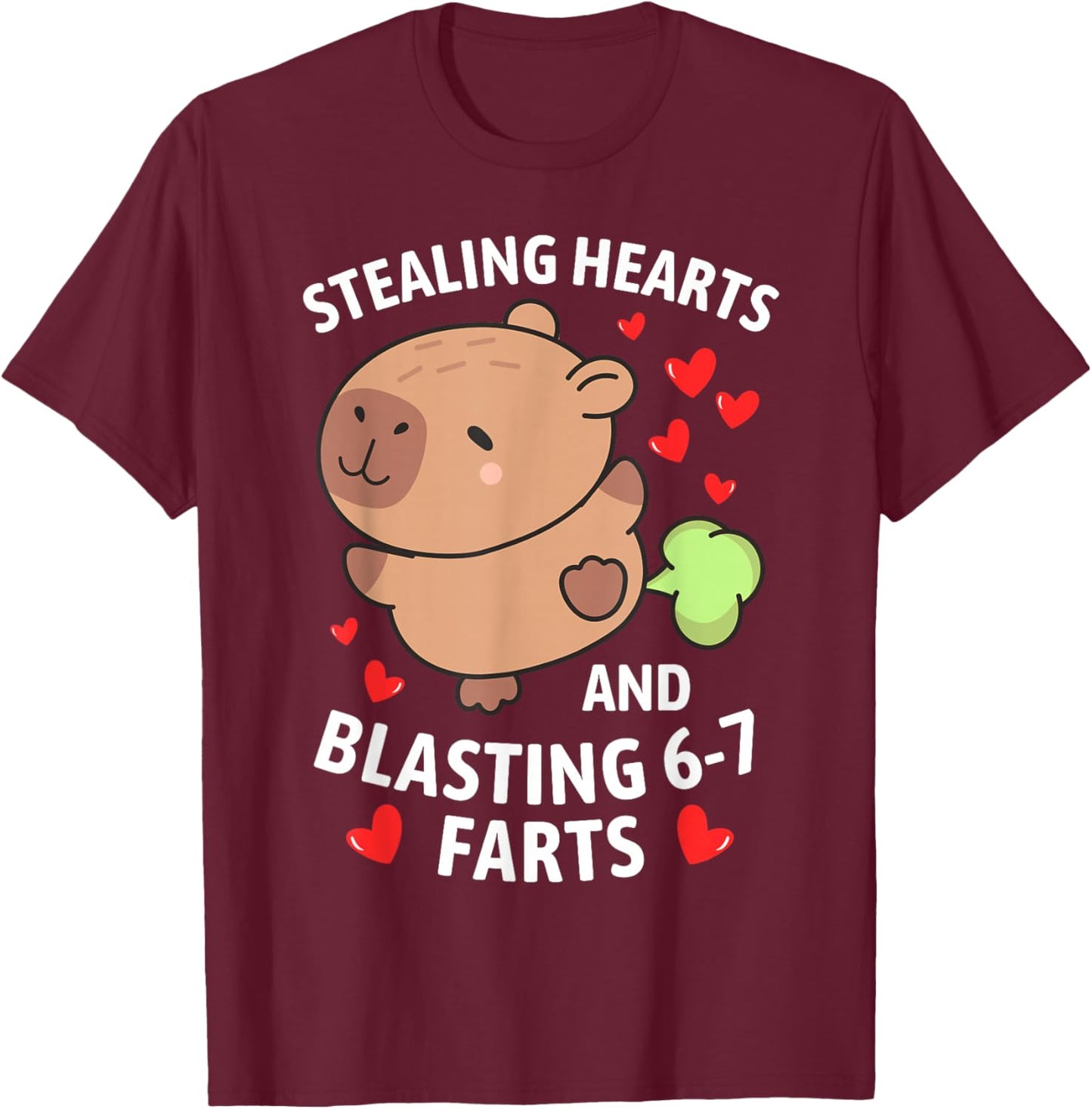 67 Meme Stealing Hearts Valentine's Day Capybara Kids Boys T-Shirt - T-Shirt | Maroon