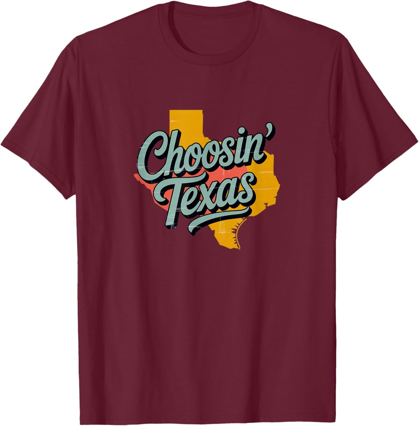 Choosin’ Texas Retro Lone Star State Country Music T-Shirt - T-Shirt | Maroon