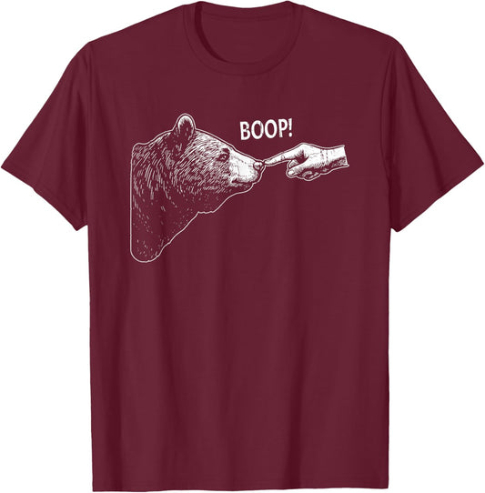 Boop Halloween, Bear Finger Touching Nose T-Shirt - T-Shirt | Maroon