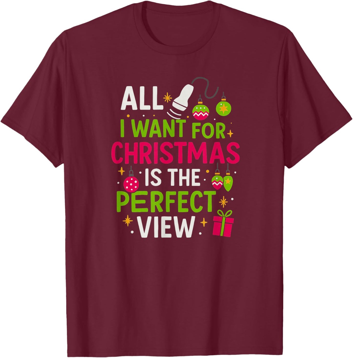 Funny Sonographer Christmas - Holiday Ultrasound Tech T-Shirt - T-Shirt | Maroon