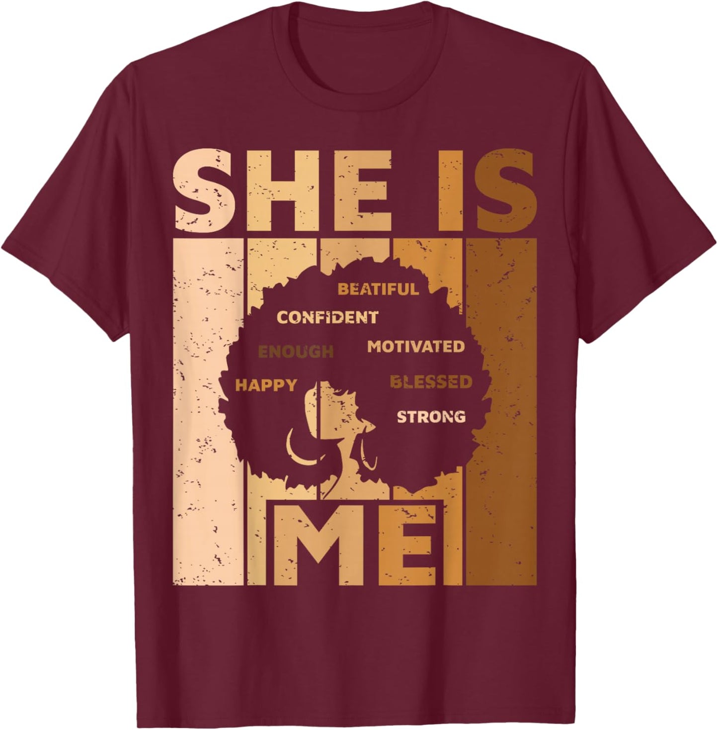 Melanin Black Queen She is Me African American Women Girl T-Shirt - T-Shirt | Maroon