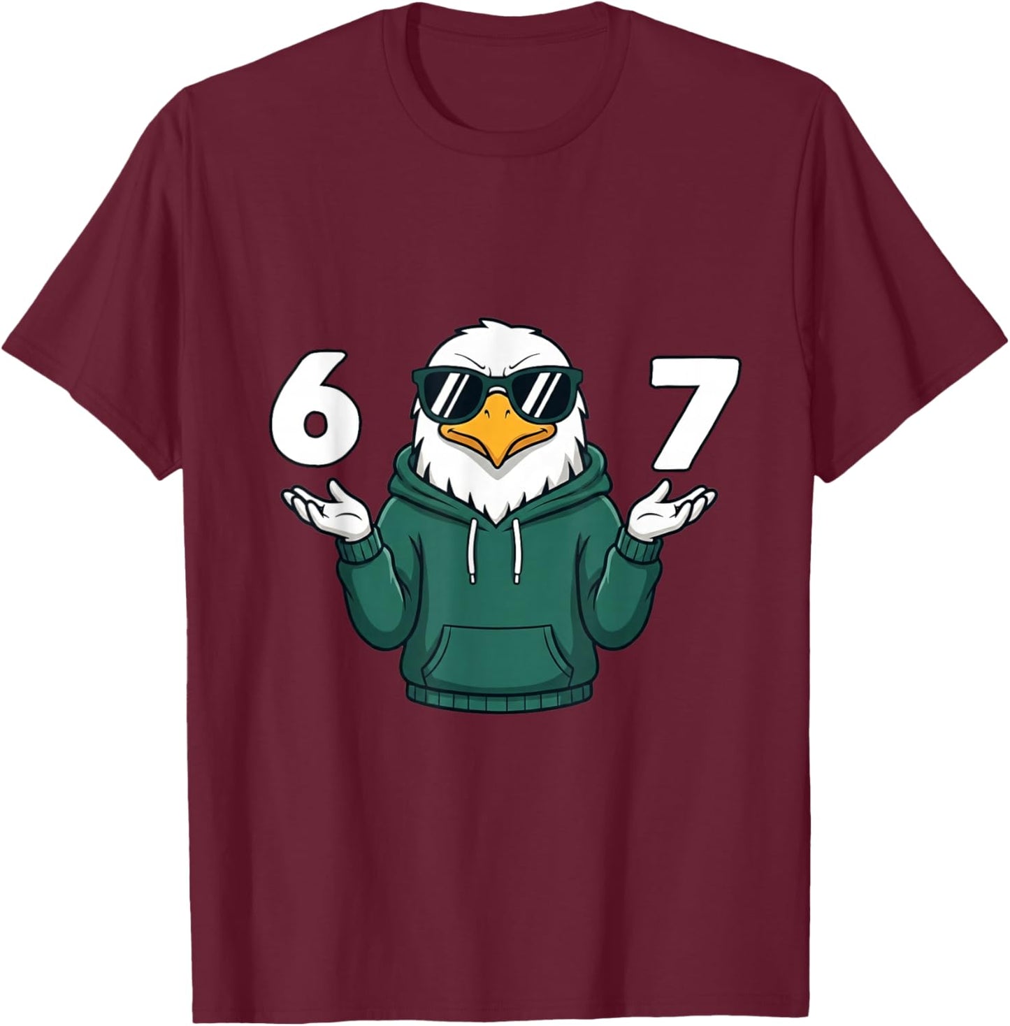 Eagle Cool 67 Meme Six Seven Funny Kids Humor 6-7 Joke T-Shirt - T-Shirt | Maroon