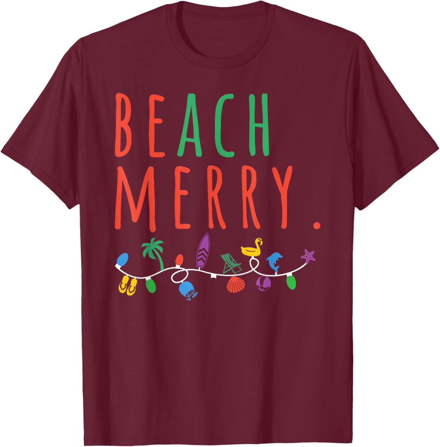 Beach Merry Christmas Be Merry Mele Kalikimaka Tropical Xmas T-Shirt - T-Shirt | Maroon