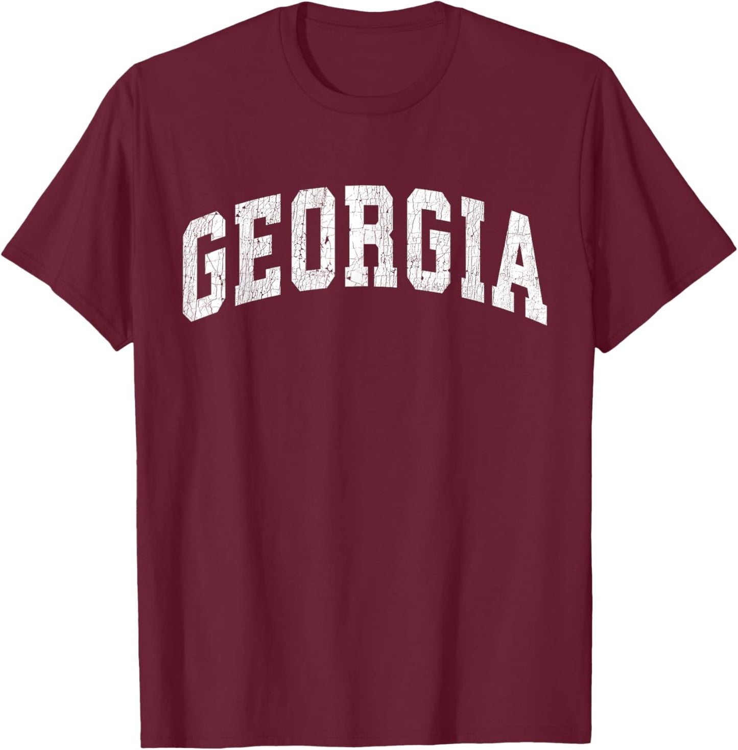 Georgia GA Vintage Athletic Sports Design Red Text T-Shirt - T-Shirt | Maroon