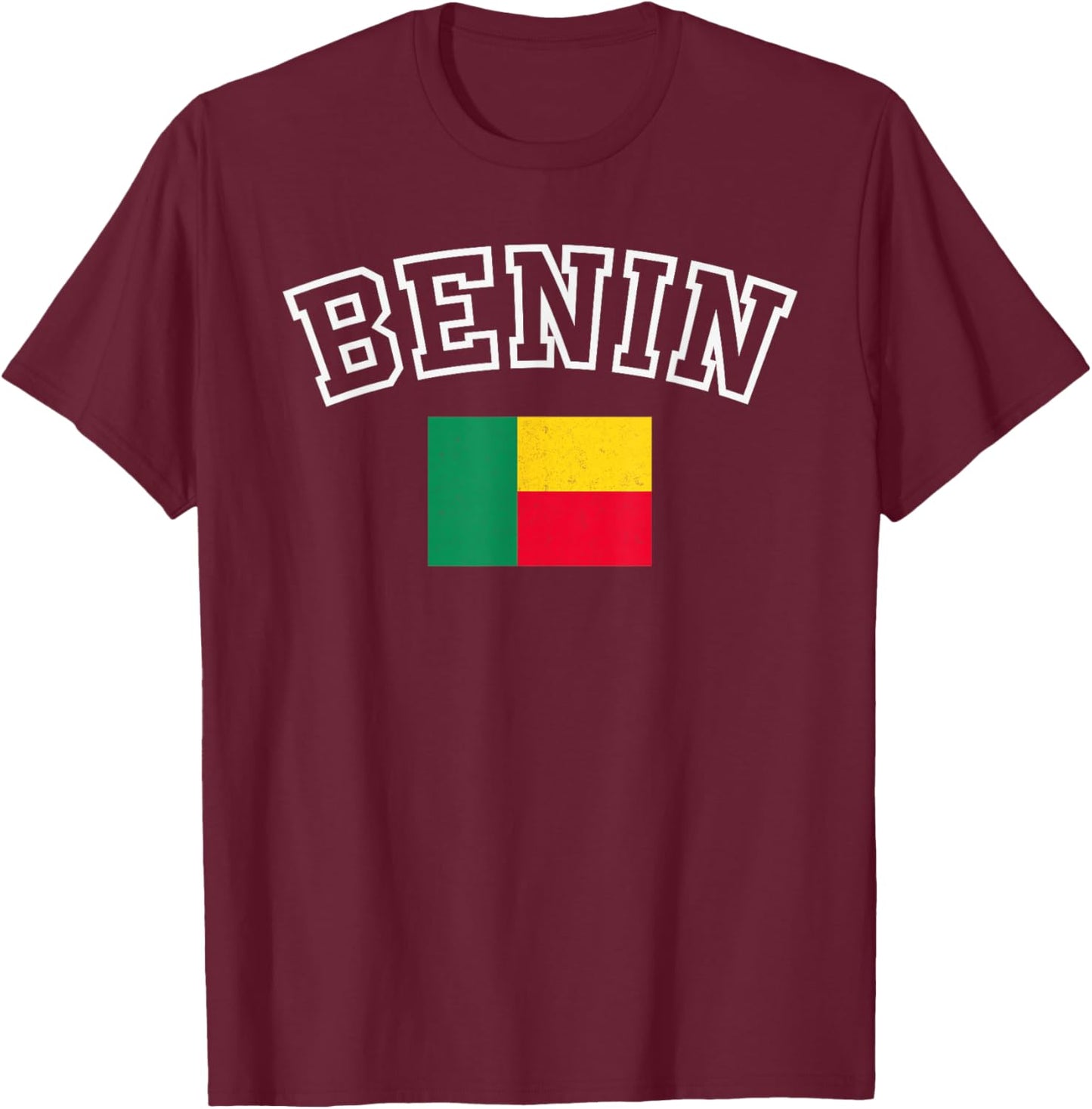 Benin Flag Vintage Distressed Retro Heritage Design T-Shirt - T-Shirt | Maroon