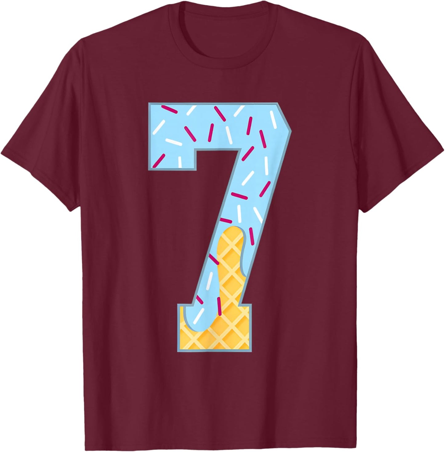 Number 7 Ice Cream Drip 67 Meme Couple Halloween Costume T-Shirt - T-Shirt | Maroon