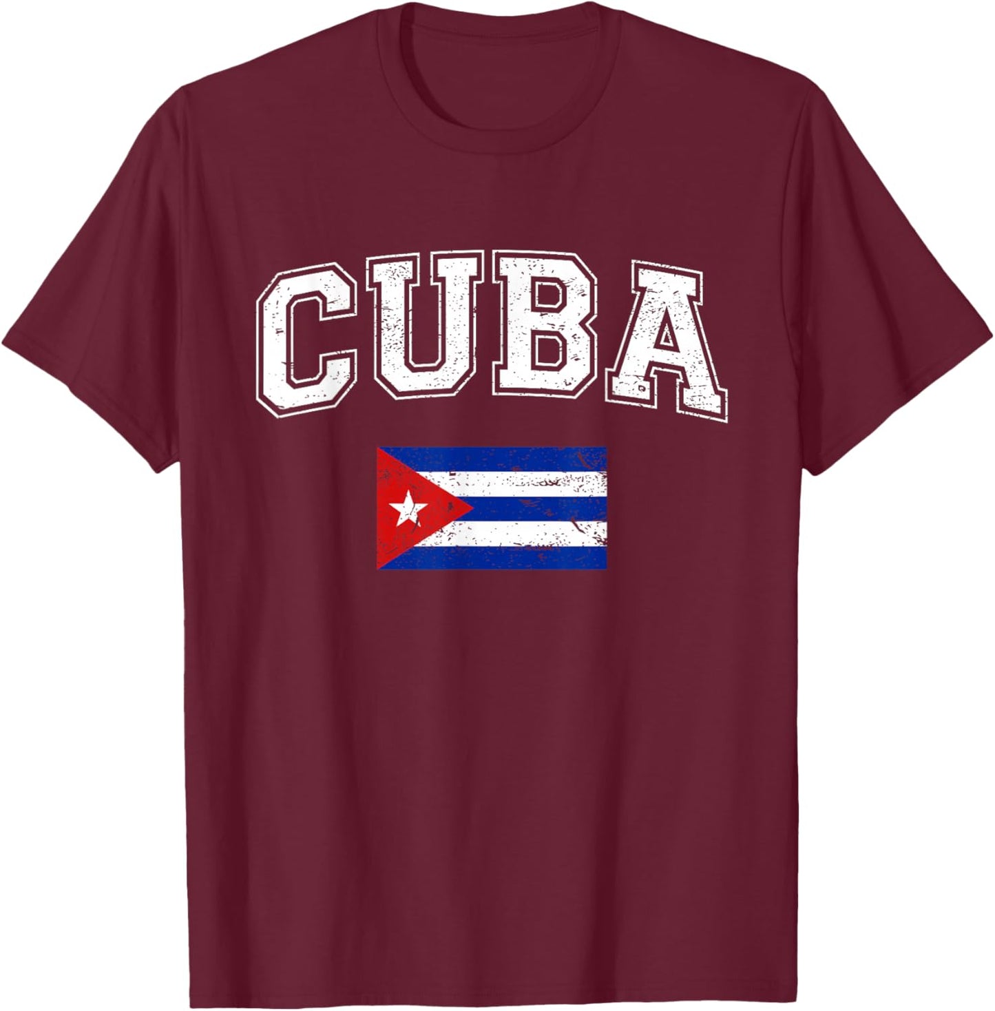 Cuba Flag Cuban Pride Hispanic Heritage Retro Vintage Style T-Shirt - T-Shirt | Maroon