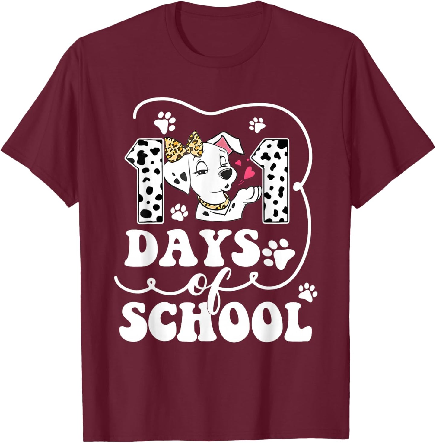 Happy 101 Days School Cute Dog 100 Days Smarter Student Kids T-Shirt - T-Shirt | Maroon