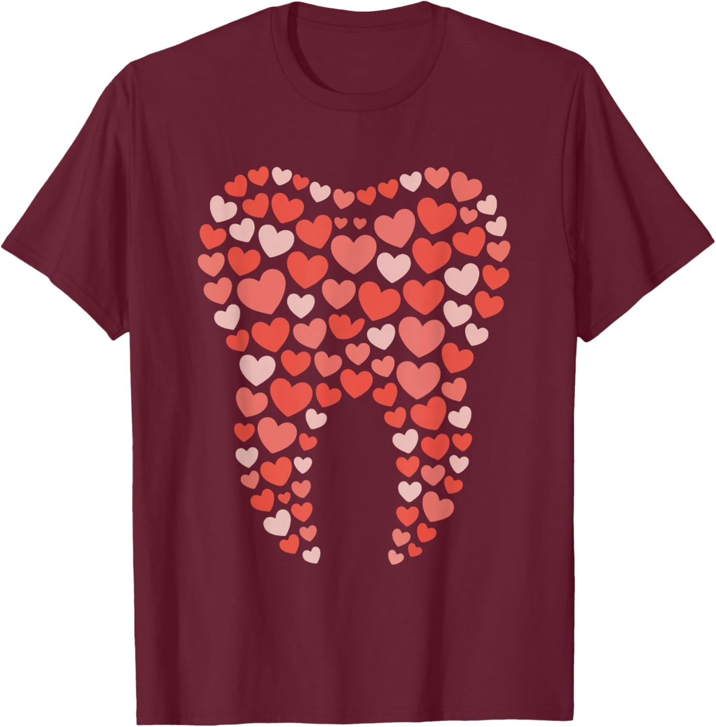 Tooth Dentist Dental Hygienist Valentines Day Dentistry T-Shirt - T-Shirt | Maroon