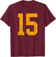 Distressed Orange Number 15 Jersey Player Uniform #15 T-Shirt - T-Shirt | Maroon