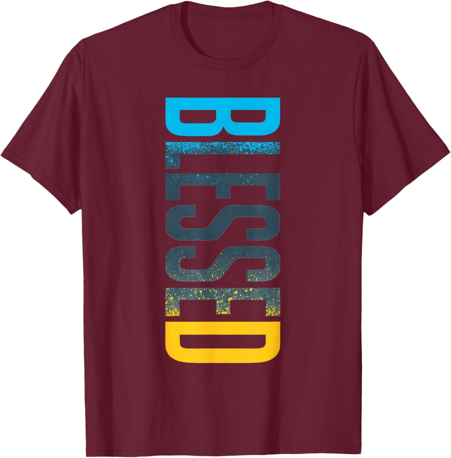 Blessed Vertical Streetwear Retro Gamma Blue Matching T-Shirt - T-Shirt | Maroon