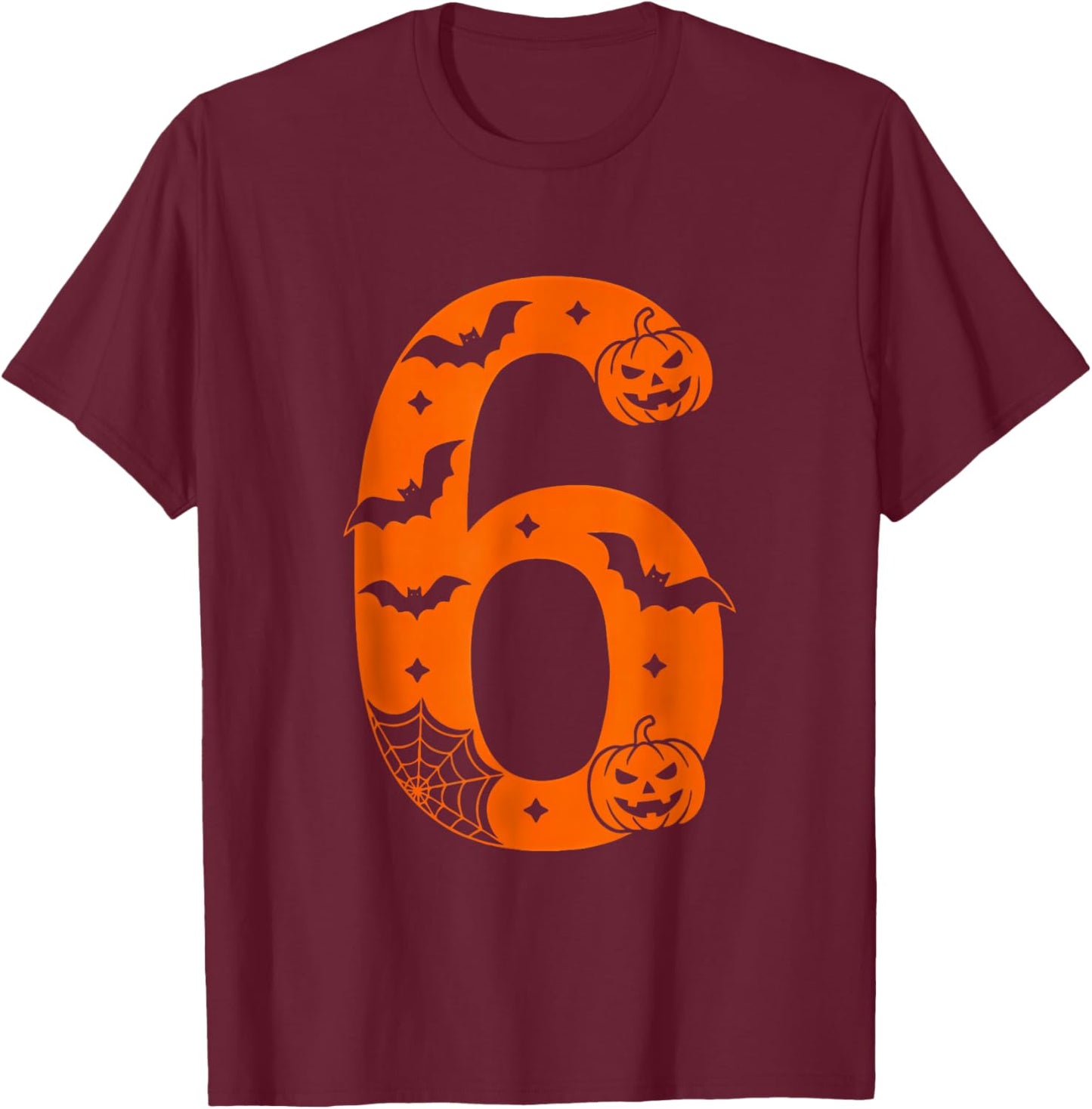 Number 6 Funny Six Seven Meme Halloween T-Shirt - T-Shirt | Maroon