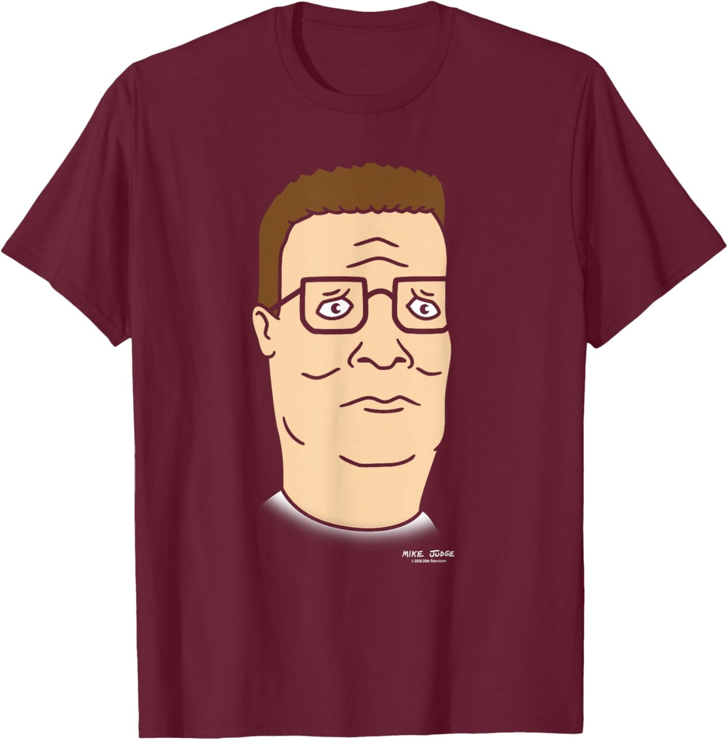 King of The Hill Hank Hill Oversized Portrait Retro Cartoon T-Shirt - T-Shirt | Maroon