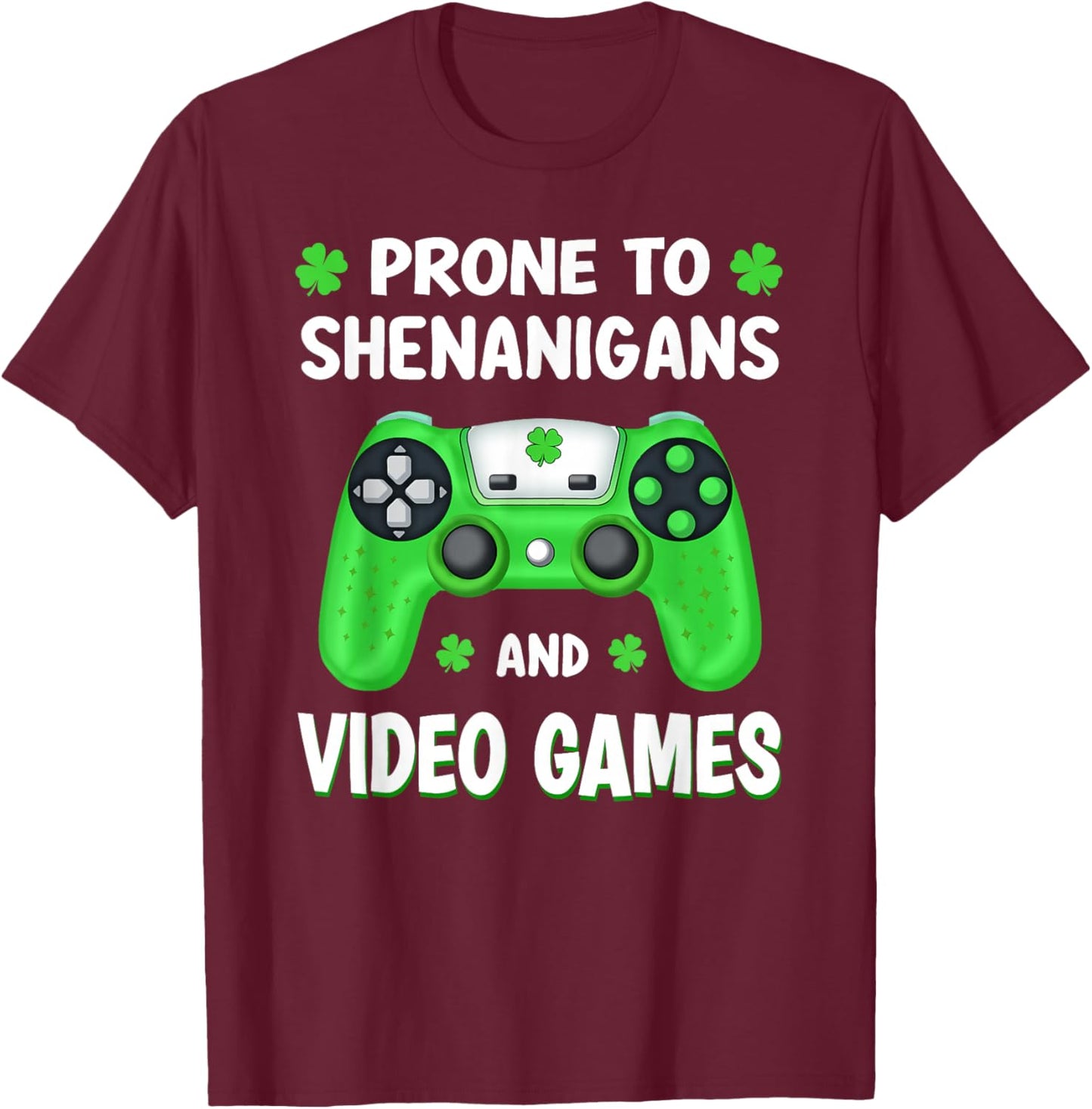 St Patricks Day Shamrock Gamer Shenanigans Irish Boys Men T-Shirt - T-Shirt | Maroon