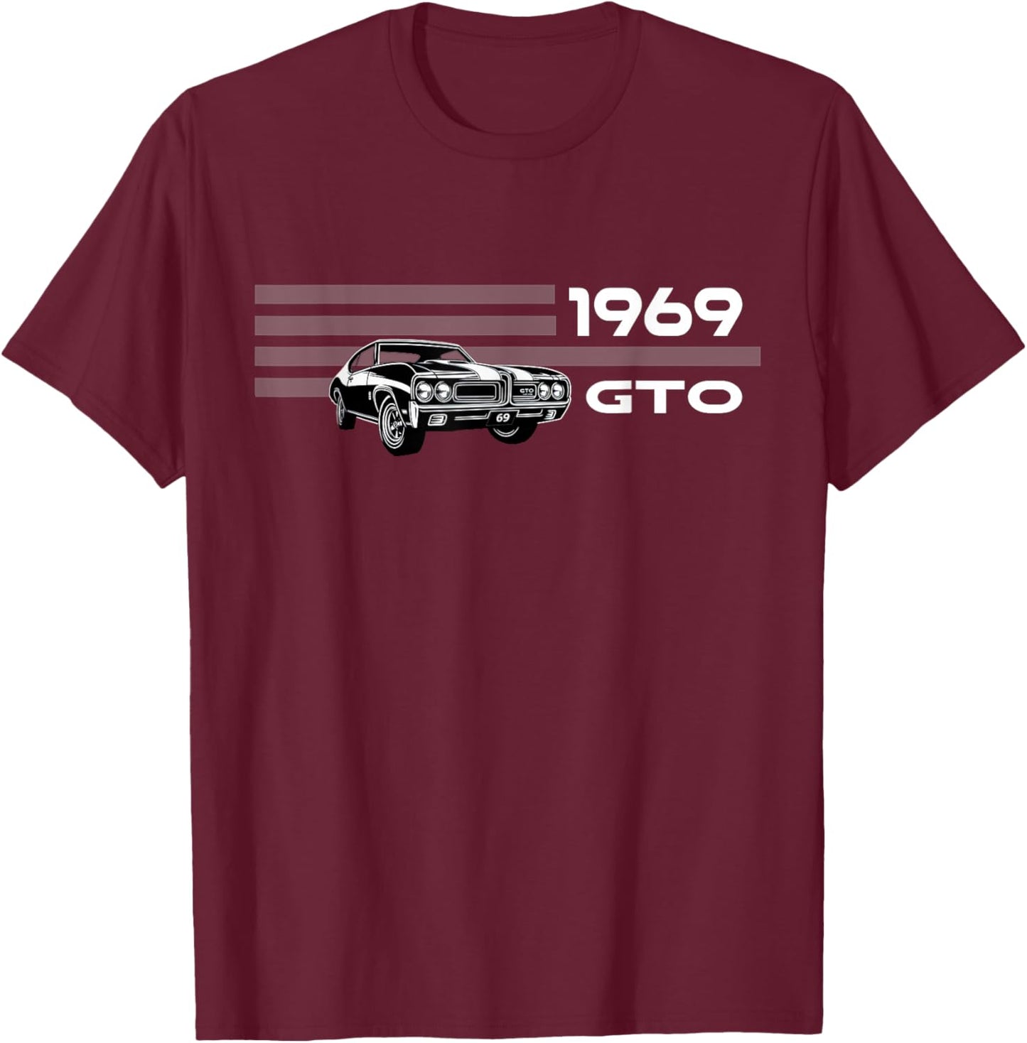 Vintage 1969 GTO, Classic Cars, American Muscle CAR Art T-Shirt - T-Shirt | Maroon