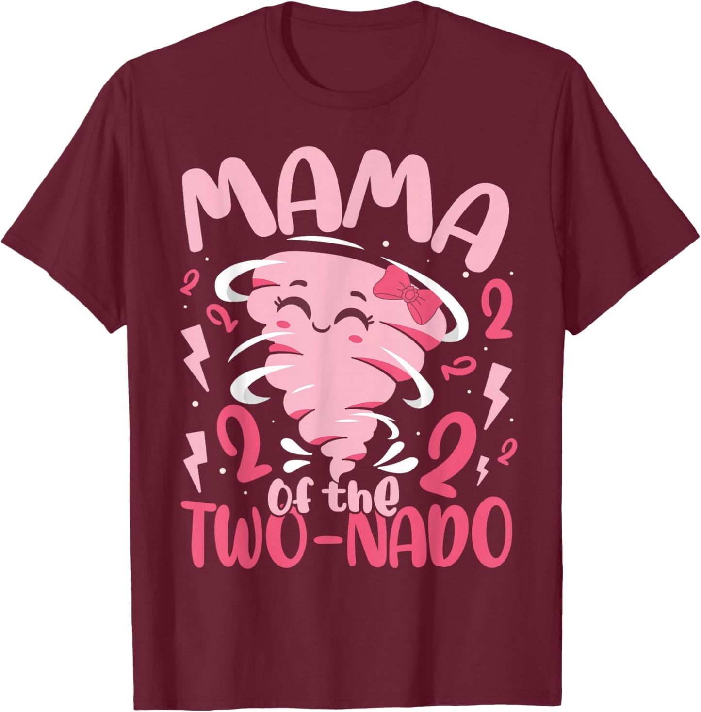 Mama of The Two-nado Tornado Themed 2nd Birthday Party Kids T-Shirt - T-Shirt | Maroon