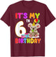 It's My 6th Birthday 6 Years Old Bday Koala Lover Party T-Shirt - T-Shirt | Maroon