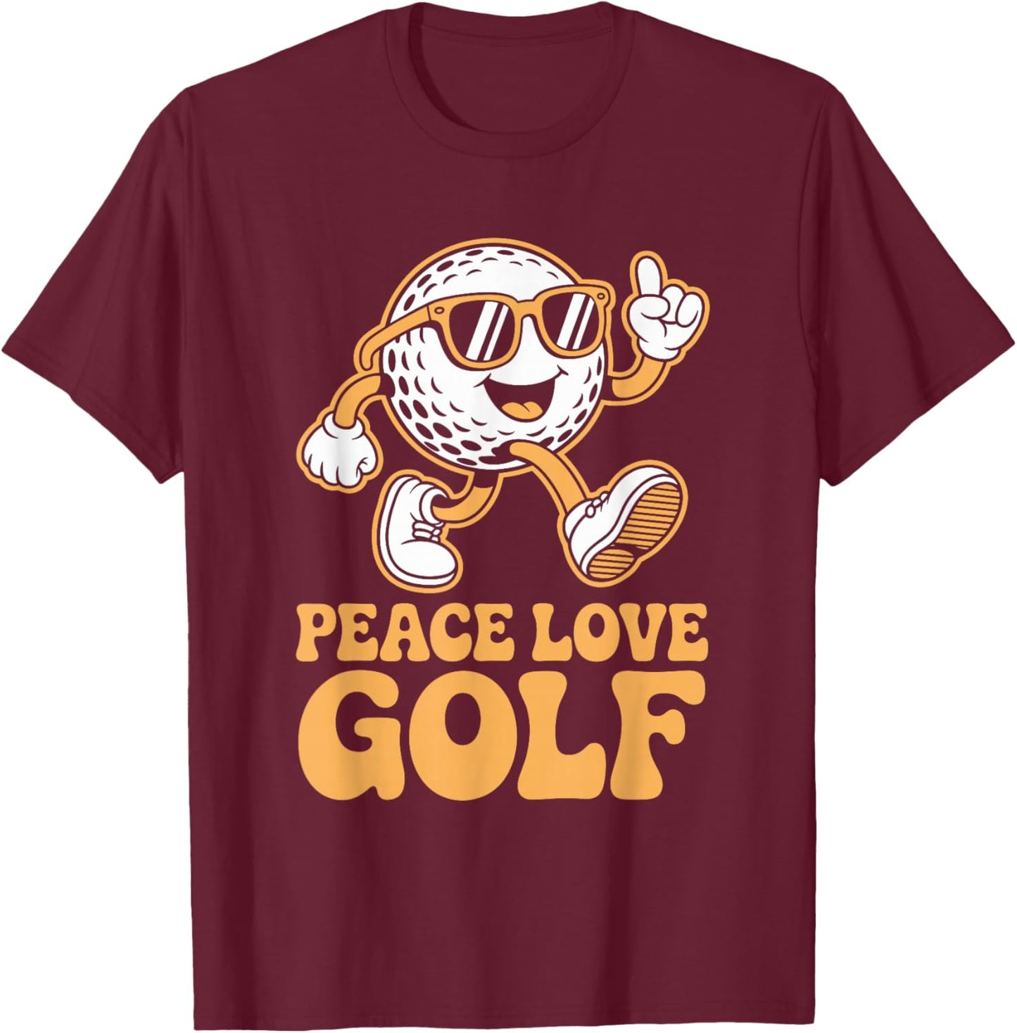 Peace Love Golf, Golfer and Golfing T-Shirt - T-Shirt | Maroon