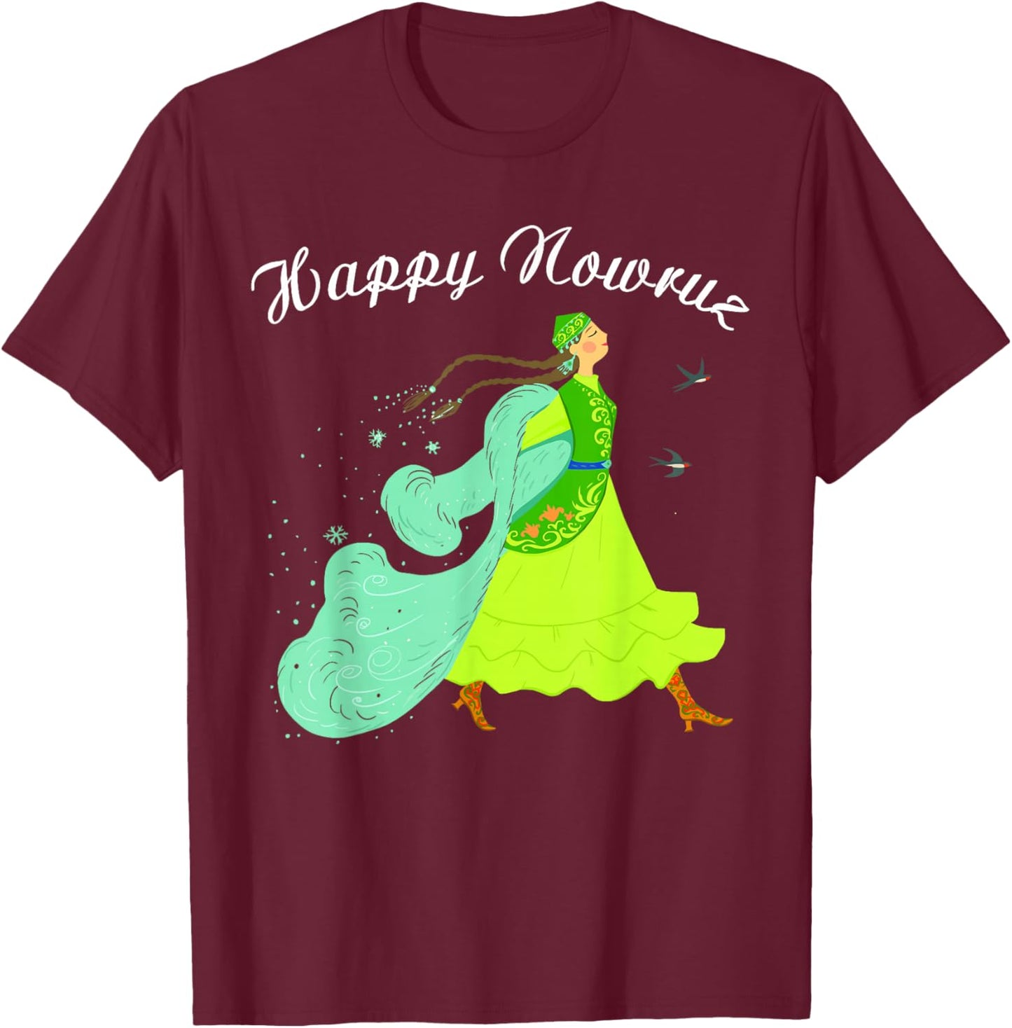 Happy Nowruz Persian New Year Party Dance Girl Women Costume T-Shirt - T-Shirt | Maroon