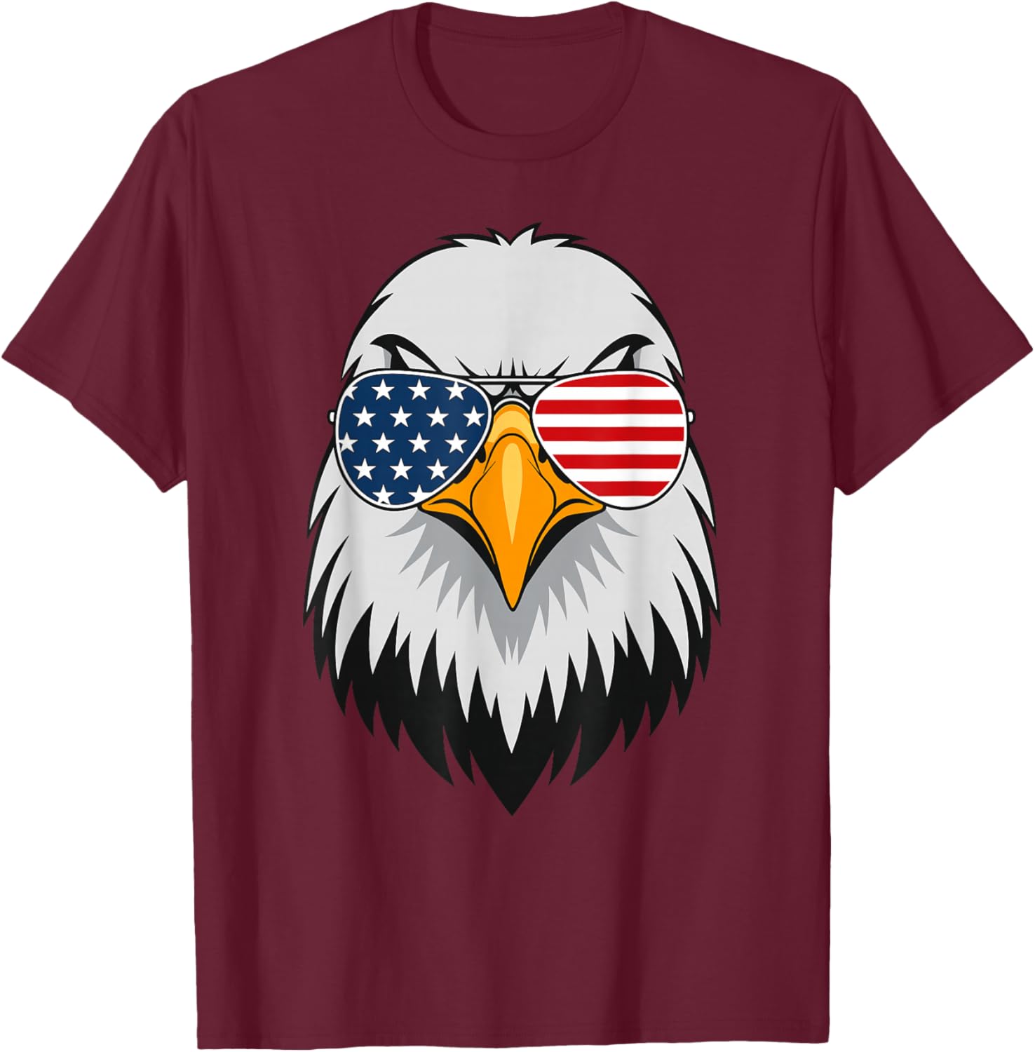 Eagle Animal Graphic with USA Sunglasses T-Shirt - T-Shirt | Maroon