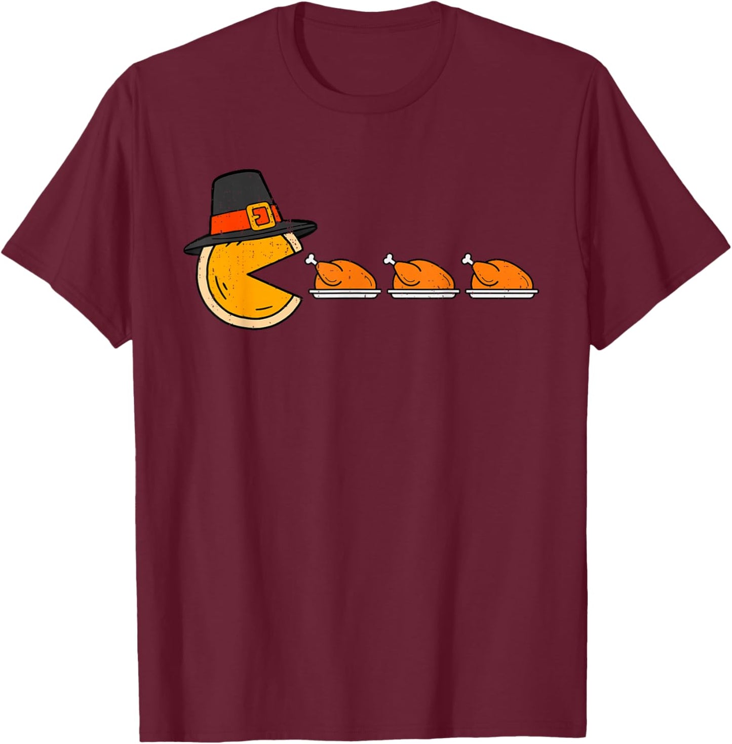 Funny Video Game Eating Turkey Thanksgiving Gamer Boys Kids T-Shirt - T-Shirt | Maroon